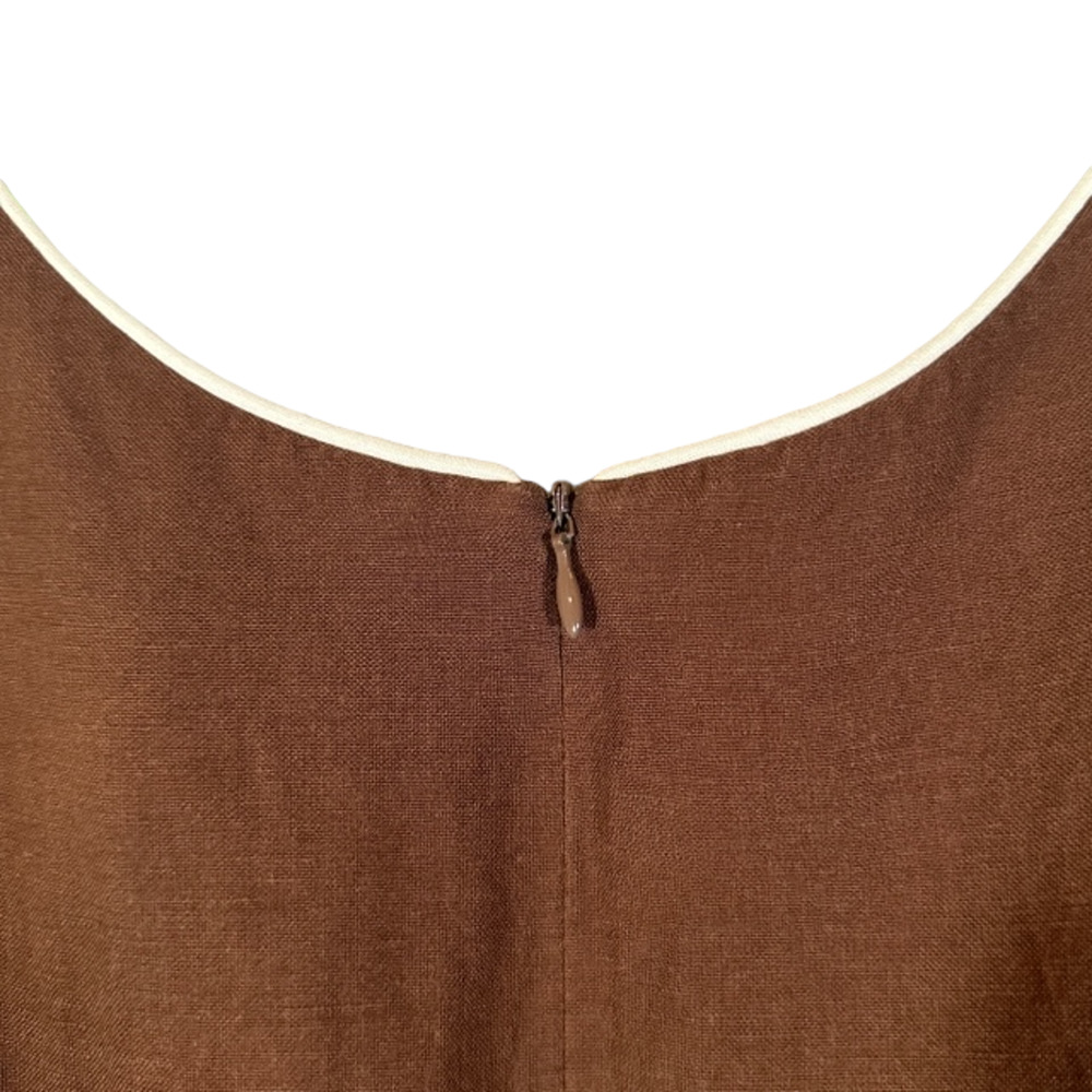 Jessica Howard Brown Floral Linen Blend Sleeveless Midi Dress Women Sz 18P VTG - Picture 8 of 8
